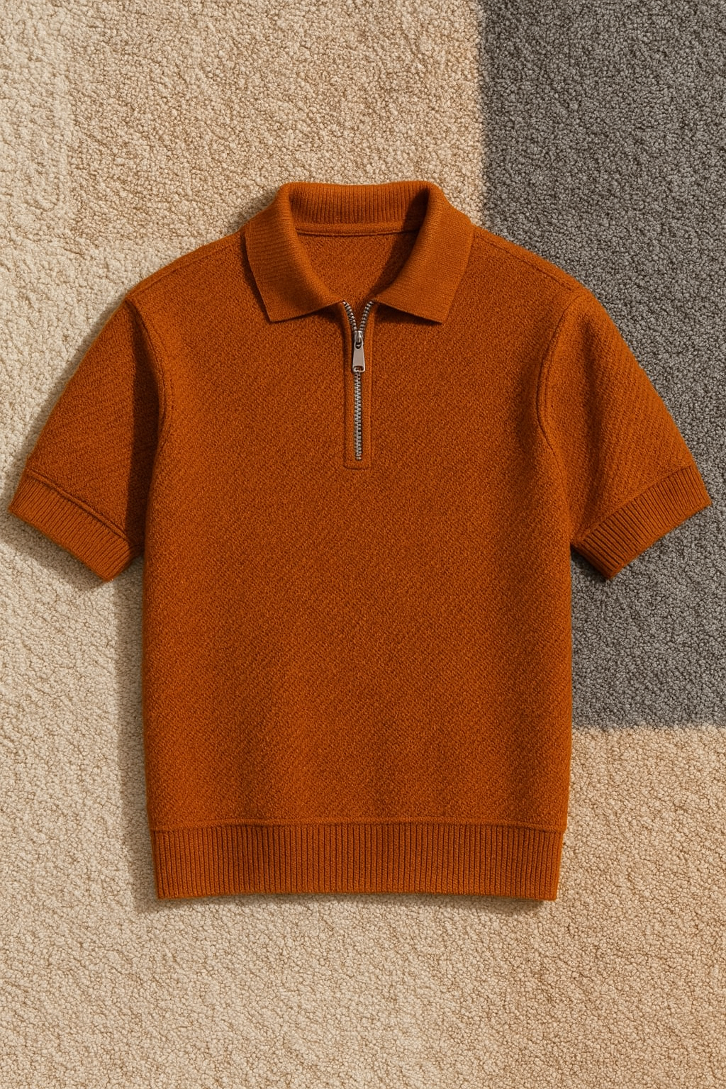Terracotta Zip Knit Polo
