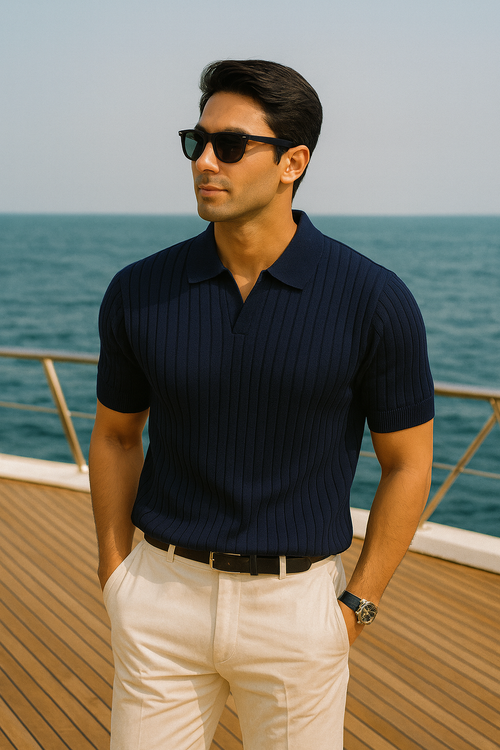 Midnight Navy Knit Polo