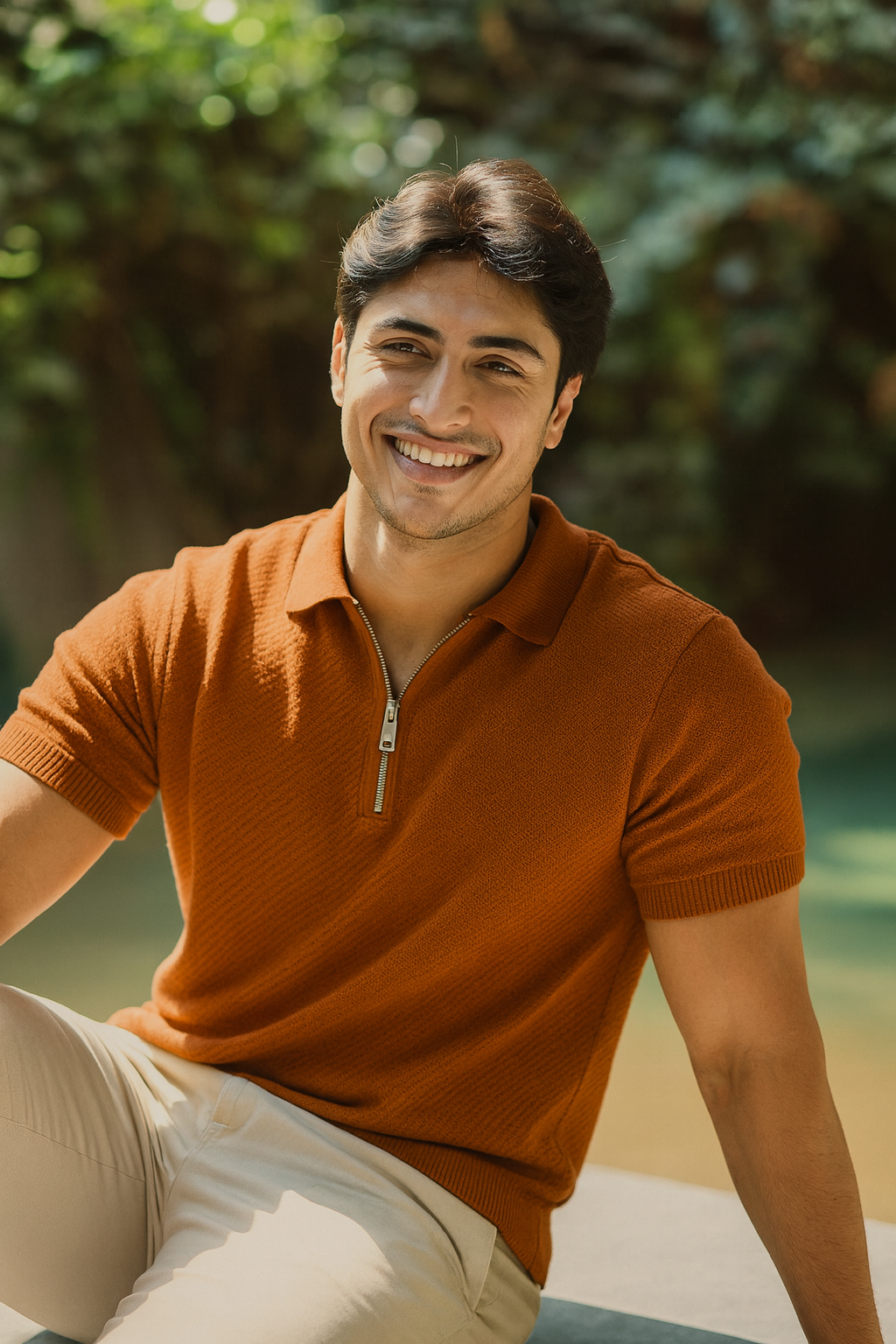 Terracotta Zip Knit Polo