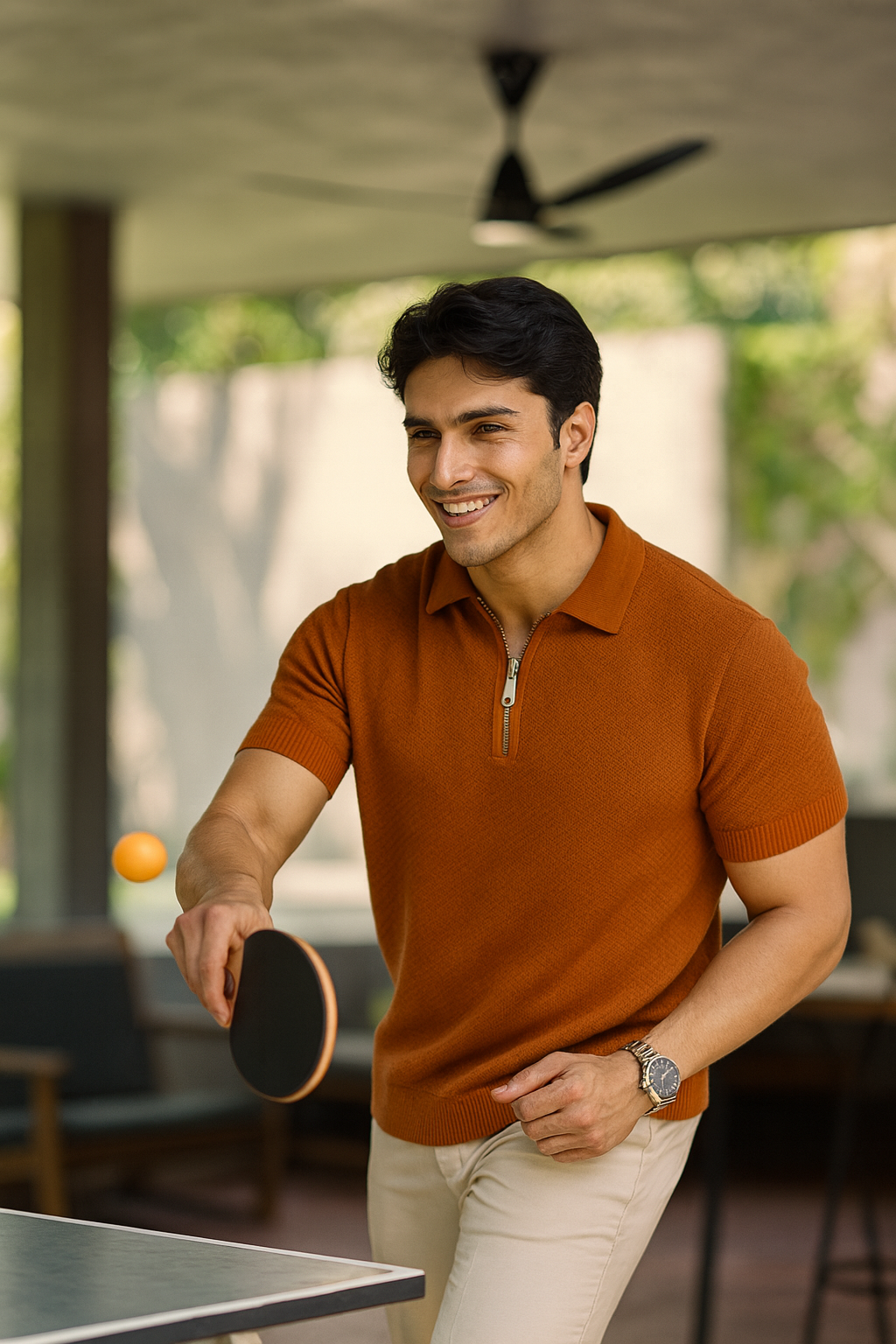 Terracotta Zip Knit Polo