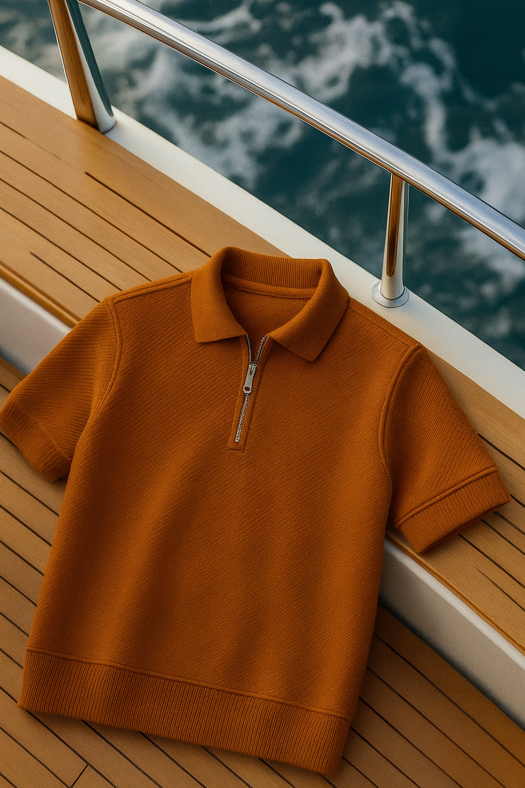 Terracotta Zip Knit Polo