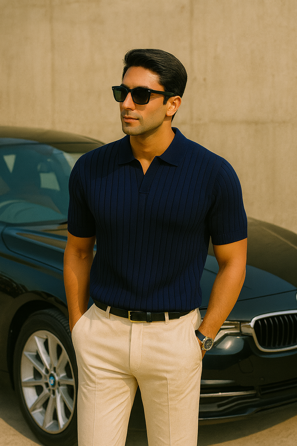 Midnight Navy Knit Polo